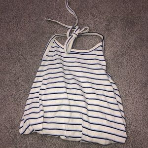 AE halter tank top white with blue stripes